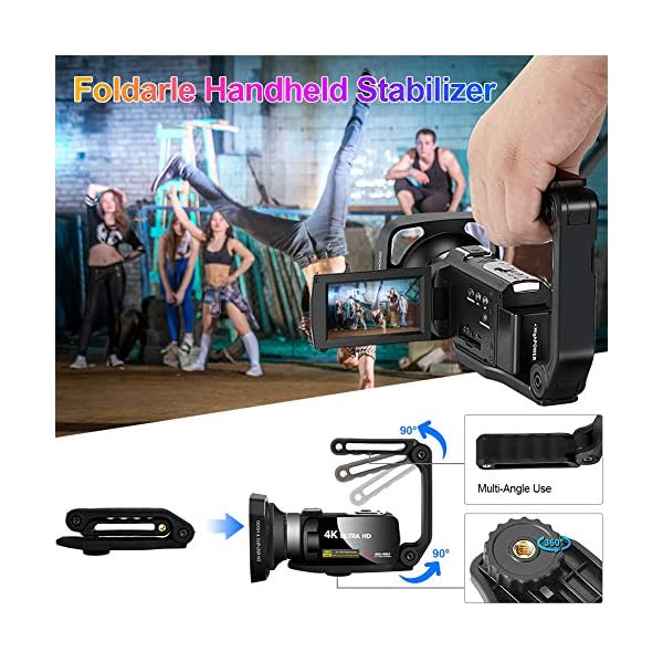 Videokamera 4K Camcorder Ultra HD 30MP 18X Camcorder mit LED-Fülllicht, 3,0 Zoll Drehbare Touchscreen Vlogging Kamera… – Bild 7