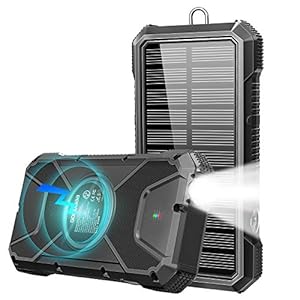 【18W急速充電&ワイヤレス充電】モバイルバッテリー 20000mAh 大容量 ソーラーチャージャー Qiワイヤレス充電