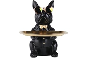 XYQXYQ French Bulldog Statue, Resin Dog Butler Decoration Storage Tray, Modern Home Decor Creative Cute Dog Storage Tank, App