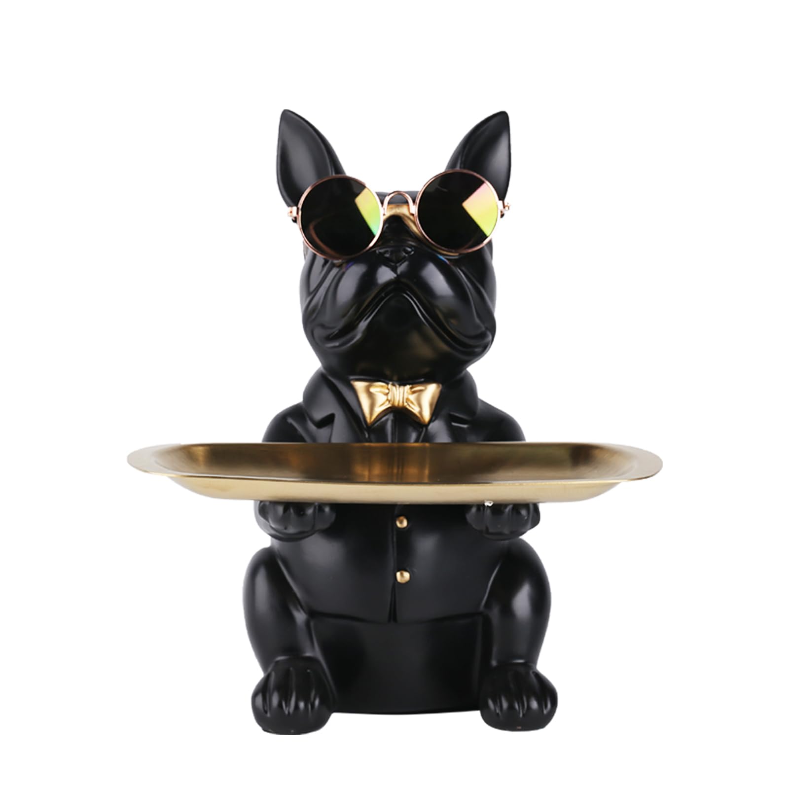 XYQXYQ Multi Functional Bulldog Statue, Resin Dog Butler Decoration Storage Tray, Creative Cute Dog Storage Tank, Applicable Wallet Key Necklace Bracelet Holder Storage Bowl Sculpture Decor