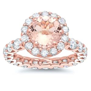 Bel Dia 14k Rose Gold Morganite Diamond Eternity Engagement Ring  Amazon.com