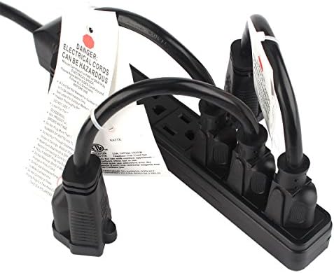 UL Listed 6-Outlet Surge Protector Power Strip with 2-Foot Power Cord, 200-Joule (15A/875W) with 3 Pack 18 AWG Universal Power Cord for NEMA 5-15P to IEC320C13 (10A/300V)