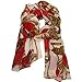 Leegoal Silky Chiffon Traveler Chain Print Women Scarf ,Red&Beige