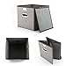 MEÉLIFE Storage Bins 4-Pack Storage Boxes Linen Basket Fabric Foldable Cubes Organizer Containers Drawers with Lid & Handle for Office Nursery Bedroom Shelf Gray
