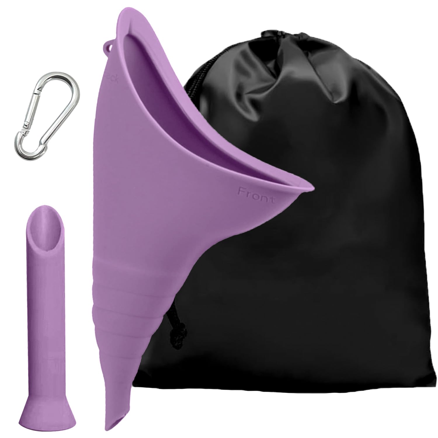 JOOTUEPO Female Urination Device Portable Urinal Funnel with Drawstring Bag, for Camping Hiking Travel Safe & Comfortable (Purple)