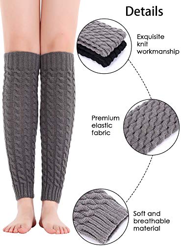 VUCDXOP 2 paar dames winter beenwarmers beenwarmers gehaakte beenwarmers gebreide dikke beenwarmers kniekousen… - Image 4