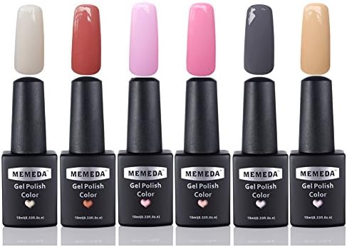 MEMEDA 6pc Color Gel Nail Art Polish Uv LED Light Manicure Set (set 1)