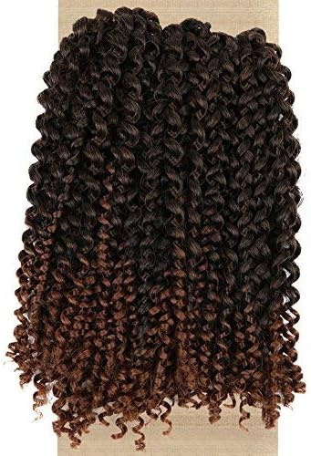 Lady Miranda Brown Color Afro kinky Curly Braiding Hair Extensions Jerry Curl Crochet Hair 3X Braid Hair Mixed Dark Brown to Light Brown Short Synthetic Hair Styles (Black&brown)