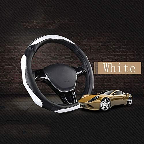 LONGLONG Car Steering Wheel Cover Four Seasons Universal Car Anti-Skid Steering Wheel Cover Men and Women Four Seasons Universal Car Cover 15In / 38Cm D Type,White