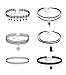 6 Pcs Women's Choker Necklace for Lady Girls Black Velvet Lace Stretch Tattoo Chokers Tassel Necklaces