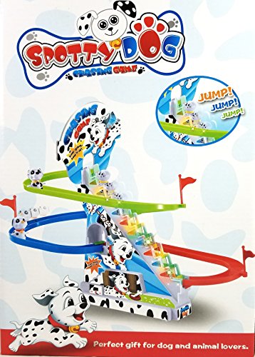 Haktoys Dalmatian Spotty Dog Chasing Game Playful and Educational Set - Improved Version Playset with Flashing Lights