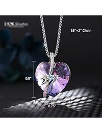 T400 - Collar con colgante de cristal de Swarovski para mujer, diseño de corazón con cerradura y llave, color morado y azul