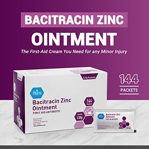 MED PRIDE Bacitracin Antibiotic Ointment With Zinc [144 Packets X 0.9g