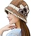 Nadition Hat Fashion Women Winter Warm Crochet Knitted Flowers Decorated Ears