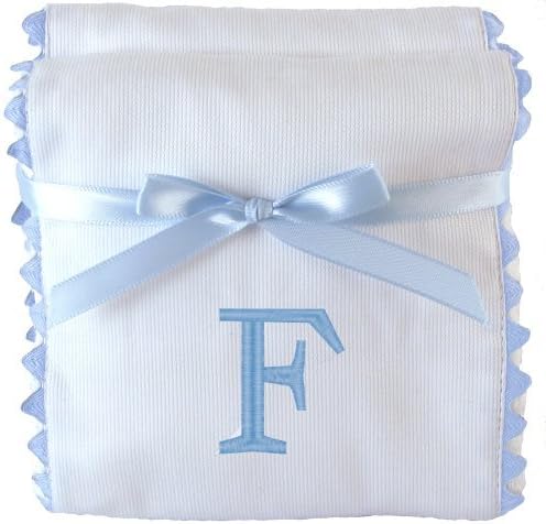 Princess Linens Garden Pique Burp Pad Set - White with Light Blue Rick Rack Trim-F by Princess Linens