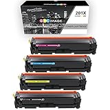 GPC Image 4 Pack Compatible Toner Cartridge Replacement for HP 201X CF400X CF401X CF403X CF402X (1 Black, 1 Cyan, 1 Magenta, 1 Yellow) for HP LaserJet pro M277dw M252dw MFP M277 M252 M252n Printers