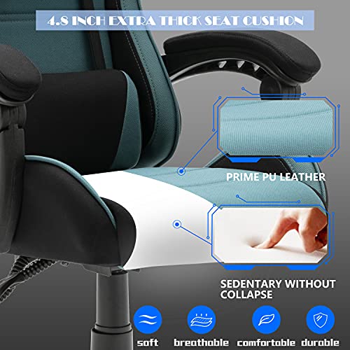ALEAVIC-Silla-GamerSilla-GamingSilla-de-Oficina-Ergonomica-Silla-Racing-con-Respaldo-AltoAzul