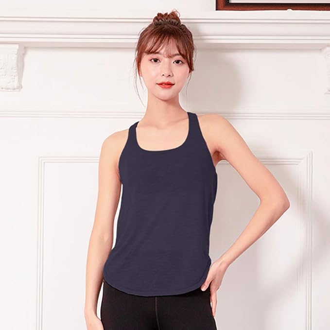 Amazon Peach Yoyoレディース ピマ綿 タンクトップ ゆったり 速乾 ノースリーブ ｔシャツ スポーツウェア ヨガウェア ブルー S フィットネス トレーニング スポーツブラ 通販