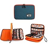 Electronics Organizer, Jelly Comb Electronic Accessories Cable Organizer Bag Waterproof Travel Cable Storage Bag for Charging Cable, Cellphone, Mini Tablet (Up to 7.9'') and More (Orange and Blue)