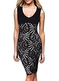 Miusol Womens Sexy Deep V Neck Sleeveless Lace Slim Party Cocktail Dresses