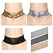 Tpocean 9Pcs Boho Three Colors Gold Metal Bling Harajuku Plus Size Velvet Belt Choker Necklaces Sets Adjustable for Women Girls