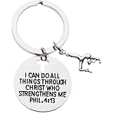 Sportybella Gymnastics Charm Keychain, Christian Faith Charm Keychain, I Can Do All Things Through Christ Who Strengthens Me Phil. 4:13 Scripture Jewelry, Gifts For Women, Teens and Girls