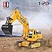 DOUBLE E Remote Control Excavator Toys Fully Functional Construction Tractor, Rechargeable Rc Excavator 1:20 RC Excavator Truck with Lights & Sounds 2.4Ghz Transmitter, White