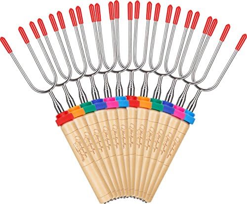 Carpathen 2 Pack Telescopic Roasting Sticks - Extra Long Stainless Steel Extendable to 34" Rotating Hot Dog Forks &amp; Smores Skewers - Best for Campfire, Camping Grill &amp; Fire Pit