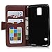 Galaxy S5 Case - Mavis's Diary 3D Handmade Wallet Embossed Flip Folio Cover Tribal Flower Brown PU Leather with Bling Diamonds,Wrist Strap,Card Slots for Samsung Galaxy S5 SM-G900 (Backward Closure)