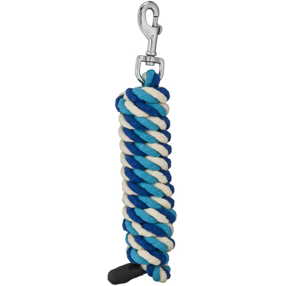 Tough 1 Cotton Leads with Bolt Snaps, Denim Blue/Light Blue/Cream, 6'