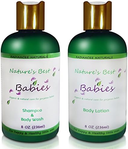 Baby Lotion and Body wash Set - Gentle Tear Free Shampoo and Calming Moisturizer - Organic and Natural - Best Gift for your Loved Ones - 8 oz each