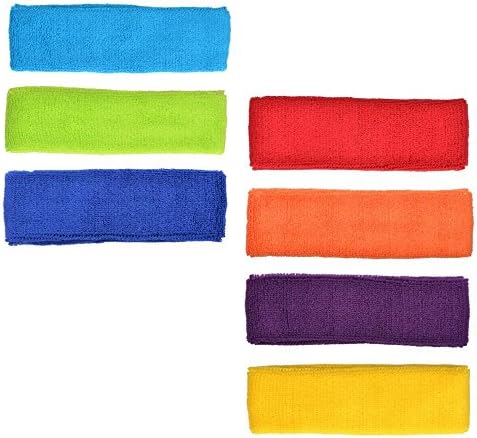 Three Legs Pack of 7 Pcs Different Color Cotton Sports Basketball Headband /Sweatband Head Sweat Band/Brace (7 pack)
