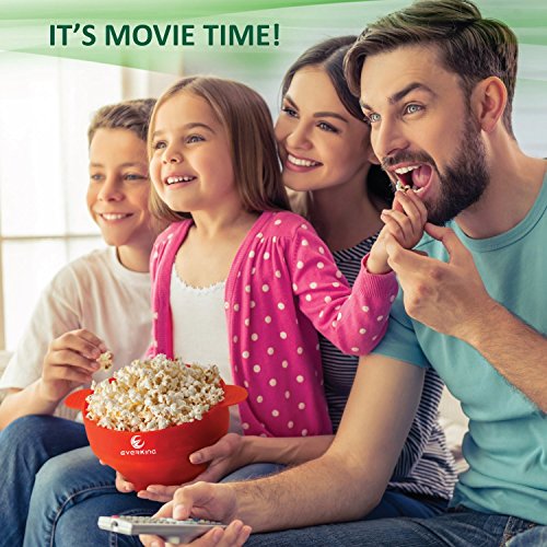 EverKing Microwave Air Popcorn Popper,Silicone Popcorn Maker,Collapsible Popcorn Bowl,Hot Air Popcorn Maker,Healthy Machine No Oil Needed, BPA PVC Free With Lid and Convenient Handles