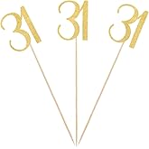 Gold Glitter 31st Birthday Centerpiece Sticks, 12-Pack Number 31 Table Topper Anniversary Party Decorations