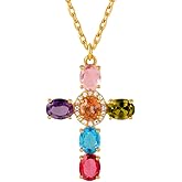 Elurent 18K Gold Plated Cross Necklace for Women, Cubic Zirconia Dainty Pendant Chain, Elegant Faith Jewelry, Layered Gold Chain for Everyday Wear and Gifts