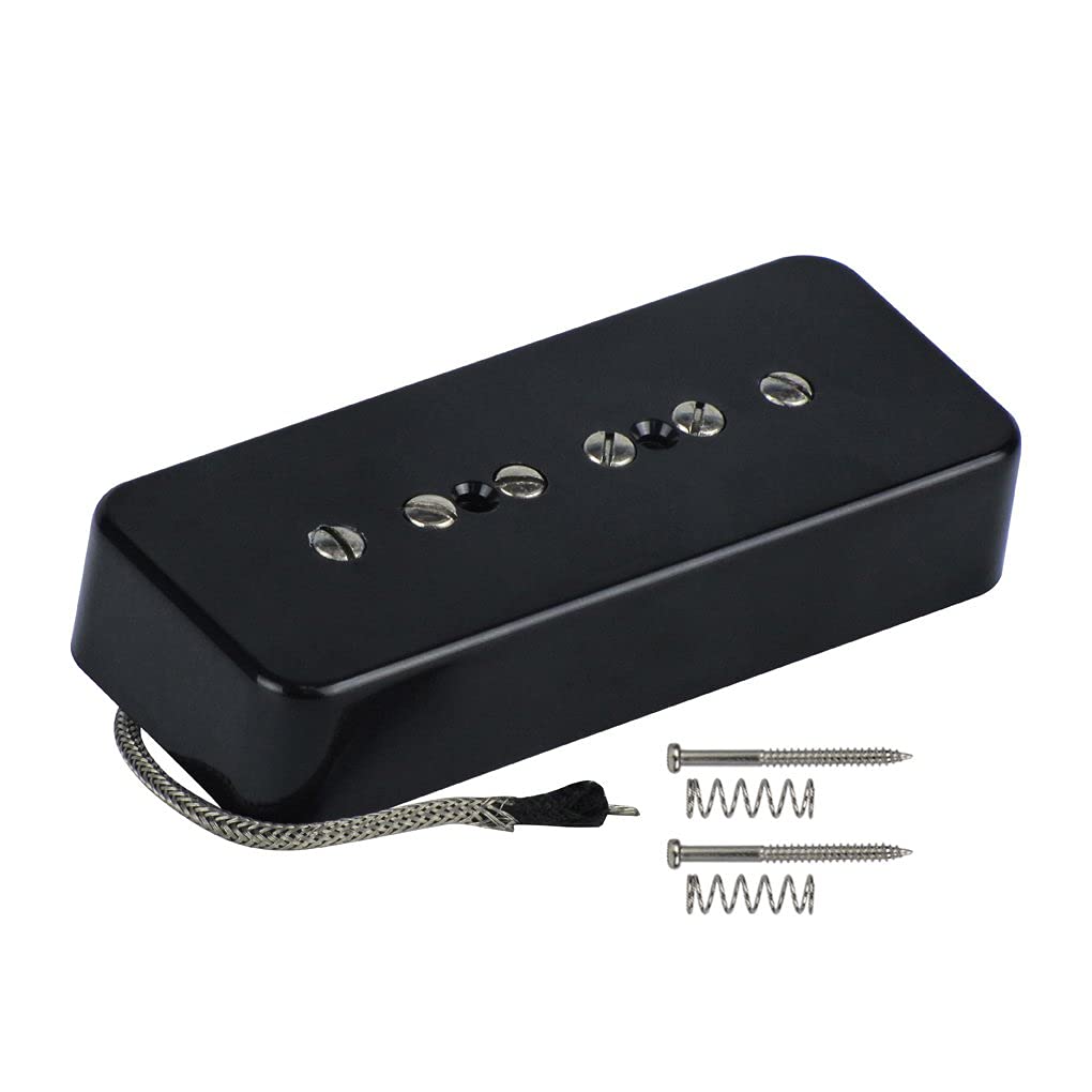 FLEOR Alnico 5 P90 Soap Bar Pickups Bridge Pickup Single Coil Pickup for LP/SG Electric Guitar, Black