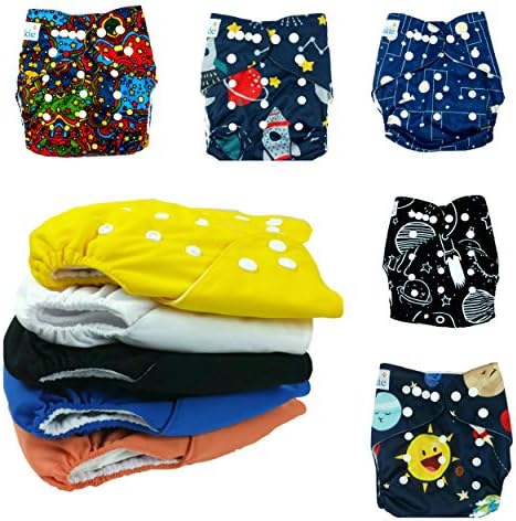 Nakie Baby Cloth Diaper| Boy Theme| 7 Diaper Set | 3-Layer Microfiber | Adjustable| Fits from 8lbs to 35lbs| Eco-Friendly| Washable| Reusable| Ultra-Soft