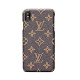 unbrand iPhone X Xs Case Elegant Luxury PU Leather Monogram Pattern Classic Style Cover Case for Apple iPhone X Xs (Large Logo)