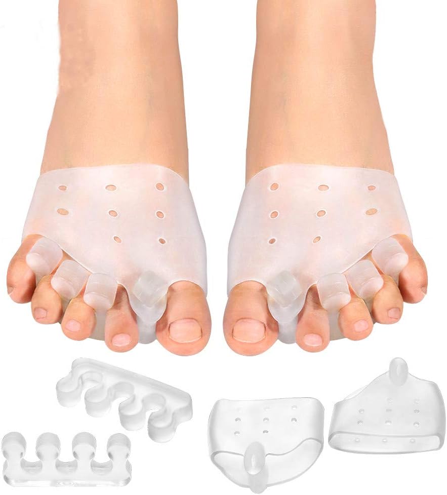 Gel Toe Spreaders Separator Silicone Kit, Bunion Correctors for Big Toe and Little Toe, Toe Straighteners for Bent Claw Curved Toes, Dance Running Toe Separators Wear with Shoes for Women & Men  (D)