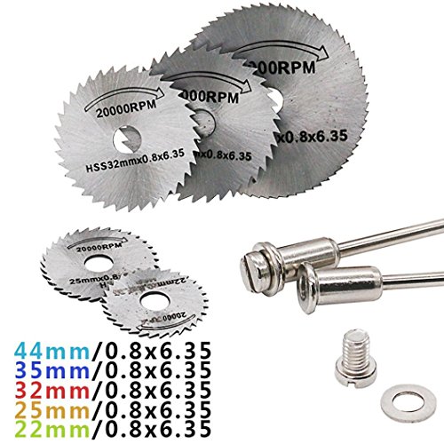 Tsmile HSS Circular Wood Cutting Saw Blade Discs + Mandrel Drill For Rotary Tool (Silver-3)