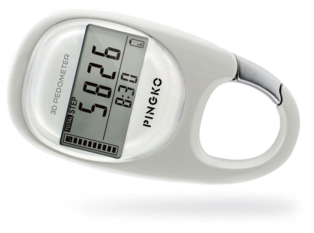 Pingko 3D Carabiner Pedometer Activity Fitness Tracker-White