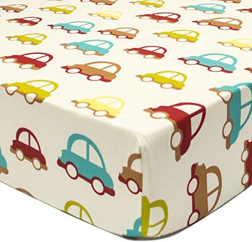 Car Transportation Themed Fitted Crib Sheet - 100% Cotton