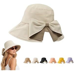 Women's Bowknot Wide Brim Sun Hat – Foldable, 360° Protection UV Protection Breathable Summer Travel Beach Hat