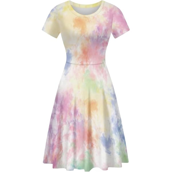 pastel tie dye t shirt dress Girls Tie Dye T-Shirt Dress - Stylish and Comfortable XL