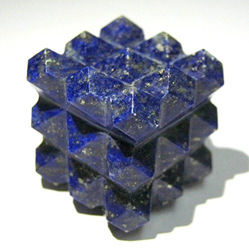Protective Lapis Lazuli Gemstone Cube Pyramid Bagua Crystal Healing Home Office Gift Metaphysical Positve Energy Meditation Reiki Feng Shui Wicca Throat Chakra Spiritual Wisdom Peace Health Wealth