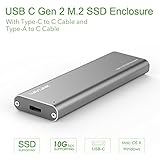 Wavlink USB-C M.2 NGFF SATA Hard Drive Enclosure,Aluminum USB 3.1 Gen2 10Gbps B Key SSD Adapter External Enclosure Case