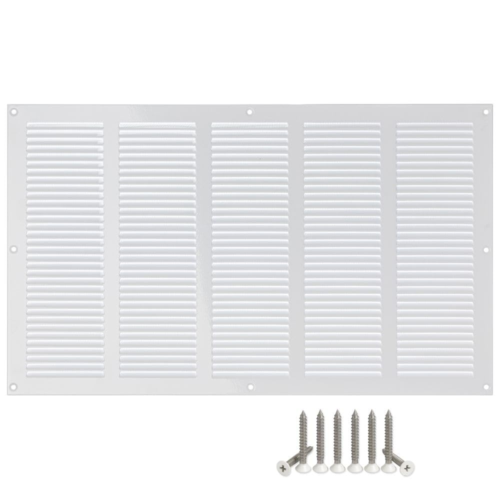 LIRAST 500x300mm / 20x12 inch White Metal Ventilation Grille - Air Vent Cover with Insect Mesh