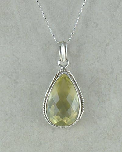 SIVALYA Citrine Pendant Necklace in 925 Sterling Silver, Cushion cut AAA grade gemstone, Polished Finish in Solid Silver, Great Christmas Gift for Her