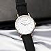 Simple Women Men Quartz Watch PU Leather Strap Ladies Girls Dress WristWatch, Black-Rose Gold