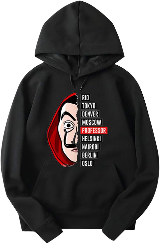 Dalí La casa de Papel Graphics Print Long Sleeve Tops Sweatshirt Hoodies
